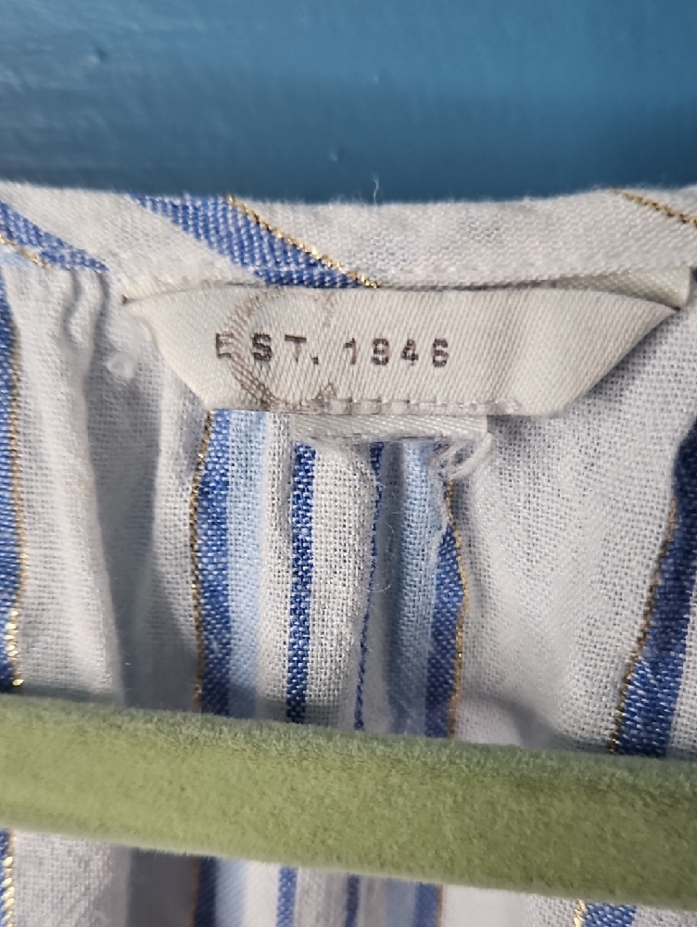 Cato Women's Blue and White Striped Peasant Top 26W/28W - Picture 2 of 9